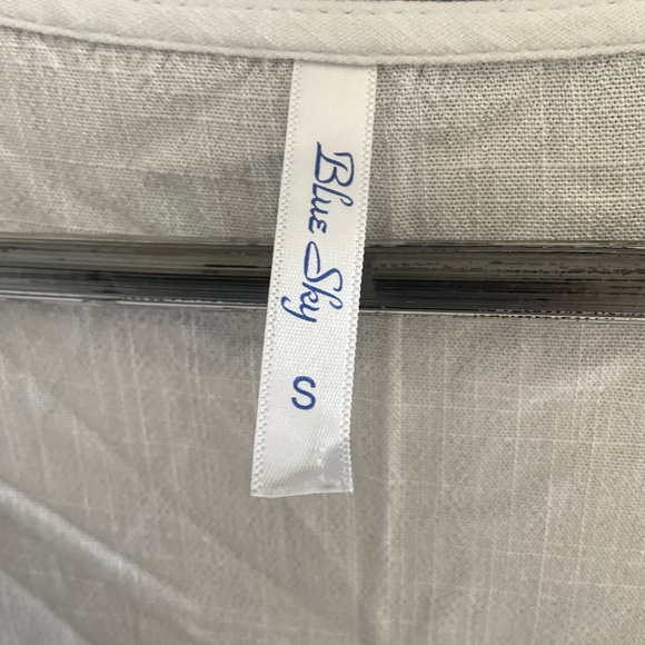 🇨🇦 Blue Sky Ginny Tank White Sleeveless Linen/Bamboo Scoop Neck Top Sz S EUC - Picture 7 of 10